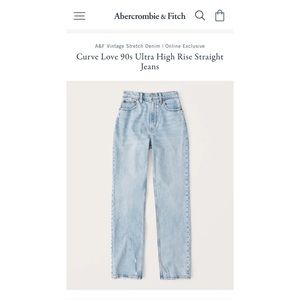 Abercrombie 90s Straight Ultra High Rise CURVE LOVE Jeans in Light Wash
